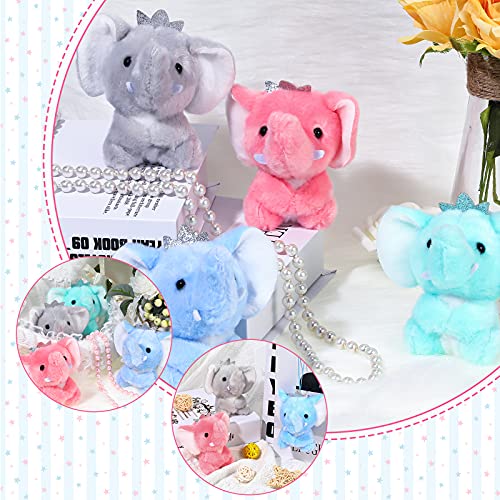 8 Animales de Peluche de Bebé de Elefante Mini Animal de Peluche Pequeño de 4 Pulgadas Muñeca de Juguete de Elefante de Felpa para Niños Niñas Cumpleaños Navidad Regalo Fiesta, 4 Colores