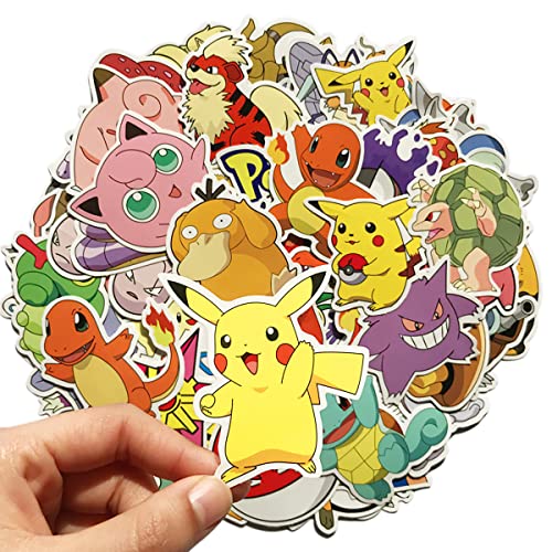 80 Piezas Pegatinas de Pokémon, Pikachu Stickers de Dibujos Animados de Anime para Niños, Vinilo Impermeables Calcomanías de Vinilo Graffiti para Equipaje de Bicicleta Portátil (80pcs)