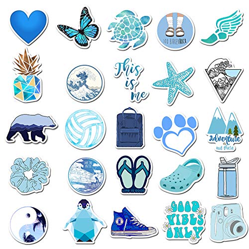 85 PCS Cute azules Vinilo Pegatinas VSCO Girls Water Bottle Stickers para movil Botellas de Agua Coche Moto Pared Bicicleta Ordenador Equipaje No-Duplicate Sticker(Azul)