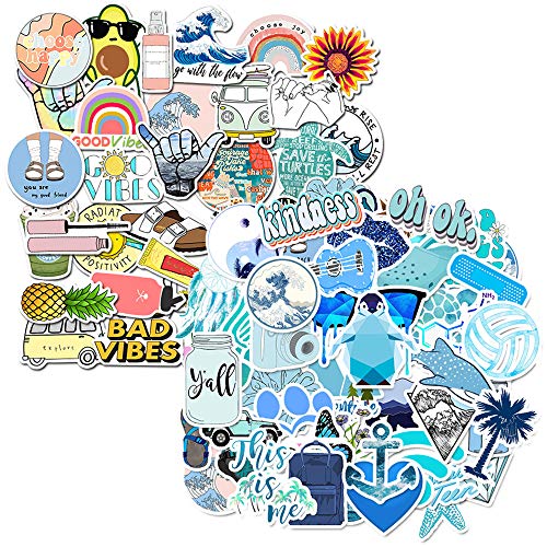 85 PCS Cute azules Vinilo Pegatinas VSCO Girls Water Bottle Stickers para movil Botellas de Agua Coche Moto Pared Bicicleta Ordenador Equipaje No-Duplicate Sticker(Azul)