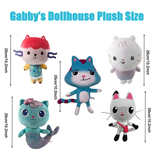 9.8in/25cm - Peluche de Gato de casa de muñecas de Gabby, con Pegatinas de casa de muñecas Gabbys, Cakey Cat / Baby Box / Mercat / Pandy Paws Muñeca de Peluche de casa de muñecas Gabbys (Girl)