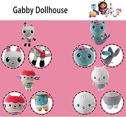 9.8in/25cm - Peluche de Gato de casa de muñecas de Gabby, con Pegatinas de casa de muñecas Gabbys, Cakey Cat / Baby Box / Mercat / Pandy Paws Muñeca de Peluche de casa de muñecas Gabbys (Girl)