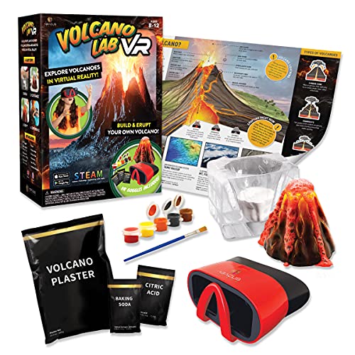 Abacus Brands Volcano Lab VR - Kit de ciencia para niños de realidad virtual, libro e interactivo STEM Learning Activity Set