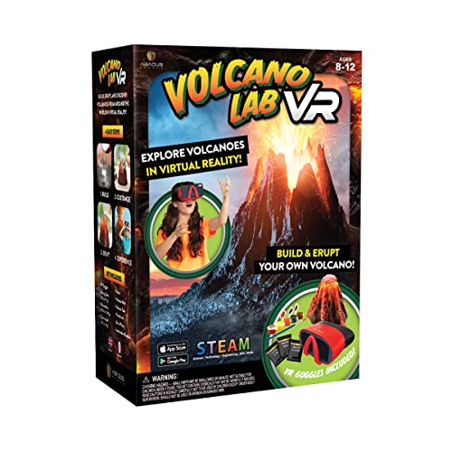 Abacus Brands Volcano Lab VR - Kit de ciencia para niños de realidad virtual, libro e interactivo STEM Learning Activity Set