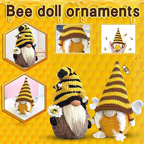 Abeja decoración, abejorro gnomo rayado, abeja festival abeja girasol enano sin rostro muñeca amarillo, hecho a mano enano muñecos de peluche sin rostro, regalo de cumpleaños de fiesta de abeja-B