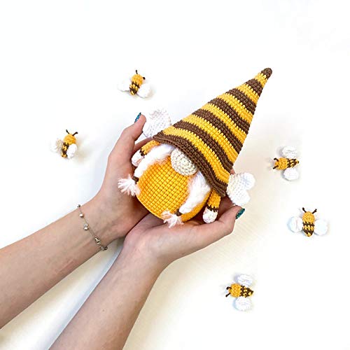 Abeja decoración, abejorro gnomo rayado, abeja festival abeja girasol enano sin rostro muñeca amarillo, hecho a mano enano muñecos de peluche sin rostro, regalo de cumpleaños de fiesta de abeja-B