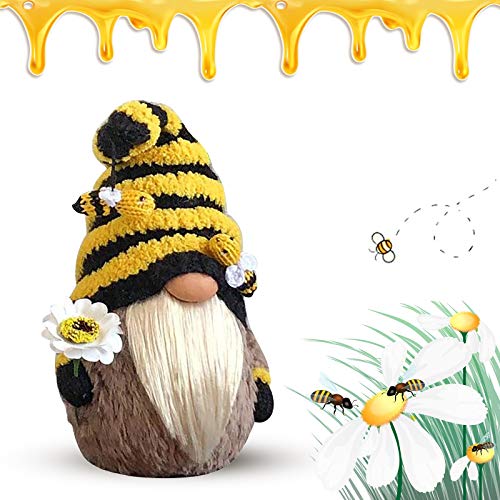 Abeja decoración, abejorro gnomo rayado, abeja festival abeja girasol enano sin rostro muñeca amarillo, hecho a mano enano muñecos de peluche sin rostro, regalo de cumpleaños de fiesta de abeja-B