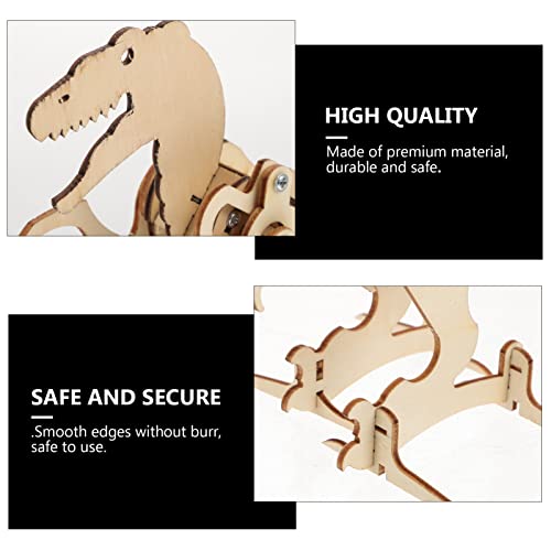 ABOOFAN 1 Set Montado Dinosaurios de Madera de Madera del Arte DIY Kit de Animales Tiranosaurio Modelo de Construcción Artesanal Principios de Juguete Educativo para La Tienda en Casa sin