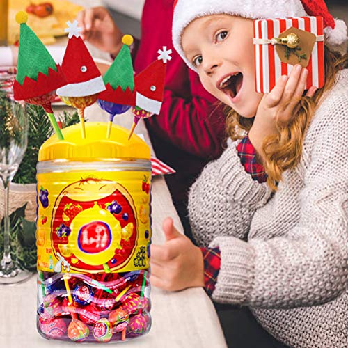 ABOOFAN 18 unids mini gorras de Navidad Lollipop Sombreros Decoraciones no tejidas Candy Packing Sombreros Suministros de Navidad para el hogar Tienda Tienda Decoración de Navidad