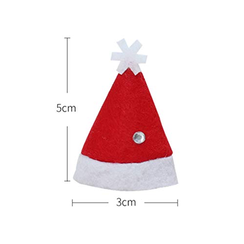 ABOOFAN 24 Unids Mini Sombrero de Navidad Rojo Verde Sombrero de Santa Sombrero de Muñeca Diy Lollipop Cubierta de Caramelo Taza Botellas Cubierta para Vacaciones de Navidad Casa