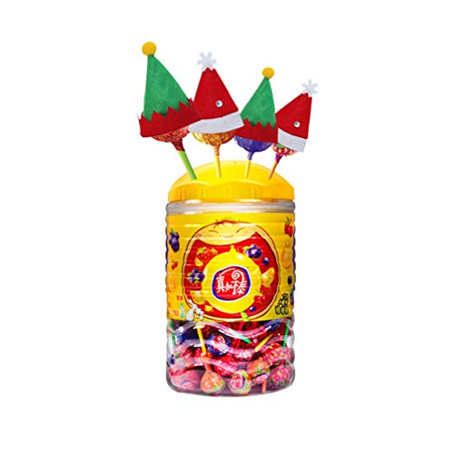 ABOOFAN 24 Unids Mini Sombrero de Navidad Rojo Verde Sombrero de Santa Sombrero de Muñeca Diy Lollipop Cubierta de Caramelo Taza Botellas Cubierta para Vacaciones de Navidad Casa