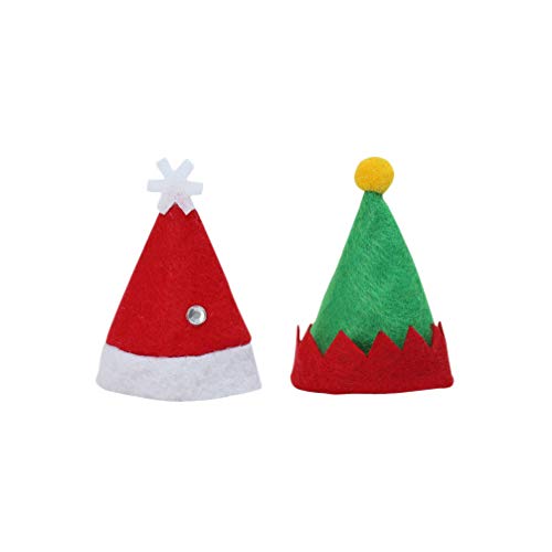 ABOOFAN 24 Unids Mini Sombrero de Navidad Rojo Verde Sombrero de Santa Sombrero de Muñeca Diy Lollipop Cubierta de Caramelo Taza Botellas Cubierta para Vacaciones de Navidad Casa