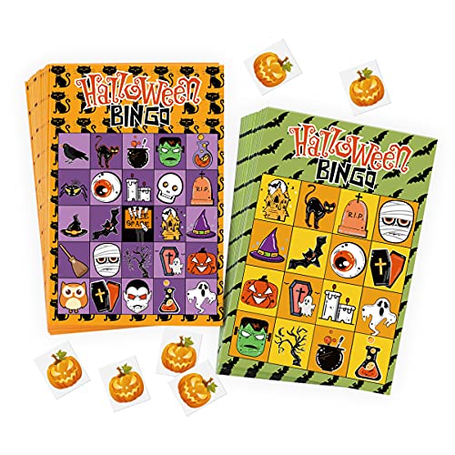 ABOOFAN Paquete de Salón de Bingo 57 Hojas Juego de Bingo de Halloween Juego de Dibujos Animados Creativo Colorido Duradero Juego de Bingo Juego de Cartas para Niños