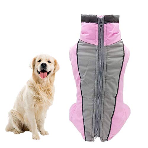 Abrigo De Perro a Prueba De Agua Abrigo De Perro Impermeable Mascota Ropa De Invierno Chaqueta Caliente Abrigo Forrado Chaqueta De Mascota Cuatro Piernas para Invierno Rosa XL