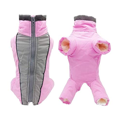 Abrigo De Perro a Prueba De Agua Abrigo De Perro Impermeable Mascota Ropa De Invierno Chaqueta Caliente Abrigo Forrado Chaqueta De Mascota Cuatro Piernas para Invierno Rosa XL