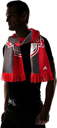 adidas - Bufanda de jacquard unisex, diseño de cuadros, MLS, color rojo/negro, tamaño talla única