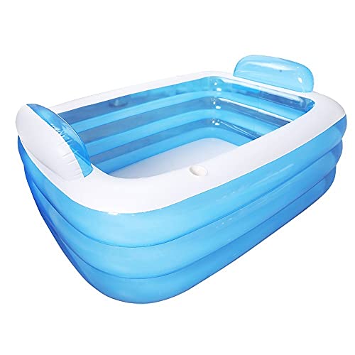 ADSVMEL Bañera Inflable Bañera Infantil para Adultos Piscina Inflable Respaldo Bañera de Juguete Jugar con Piscina de Agua Piscina Grande para bebés Espesar el hogar Plegable Azul