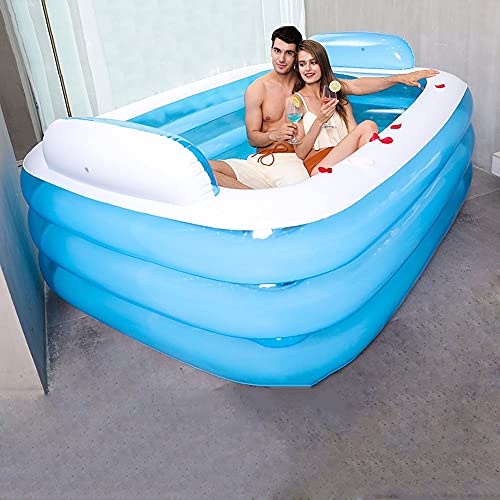 ADSVMEL Bañera Inflable Bañera Infantil para Adultos Piscina Inflable Respaldo Bañera de Juguete Jugar con Piscina de Agua Piscina Grande para bebés Espesar el hogar Plegable Azul