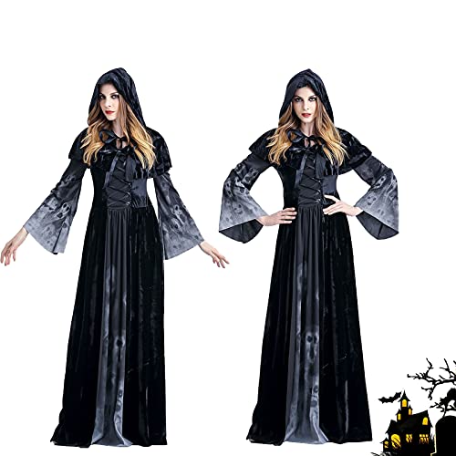 Adulto Disfraz De Halloween Dama Traje De Bruja Mujeres Cosplay Vampiresa Vestido De Calavera, Disfraz De Fantasma, Disfraz De Fiesta para Fiesta de Halloween Carnaval