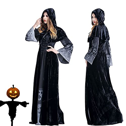 Adulto Disfraz De Halloween Dama Traje De Bruja Mujeres Cosplay Vampiresa Vestido De Calavera, Disfraz De Fantasma, Disfraz De Fiesta para Fiesta de Halloween Carnaval