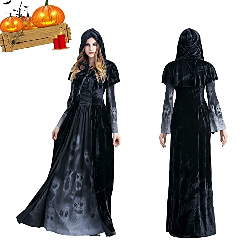 Adulto Disfraz De Halloween Dama Traje De Bruja Mujeres Cosplay Vampiresa Vestido De Calavera, Disfraz De Fantasma, Disfraz De Fiesta para Fiesta de Halloween Carnaval