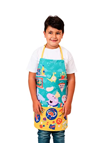 ADVERSIA Peppa Pig - Infantil Cocinero - Delantal Impermeable - Delantal Ajustable para Niños Entre 0 y 6 Años (Peppa Pig Pizza Party)