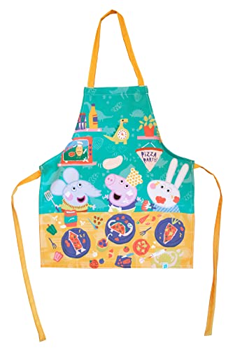 ADVERSIA Peppa Pig - Infantil Cocinero - Delantal Impermeable - Delantal Ajustable para Niños Entre 0 y 6 Años (Peppa Pig Pizza Party)