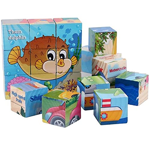 Afufu Juguetes de Madera 2 3 4 Años, Bloques de Rompecabezas Animales Juegos Educativo Montessori Puzzle de Cubos, Regalos de Cumpleaños de Navidad para Pequeños Bebés Bebes Niños Niñas