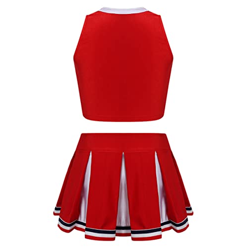 Agoky Ropa de Colegio Béisbol Animadora para Niñas Hip Hop Dance Disfraz Girls Uniforme Costume Outfit Rojo 11-12 años