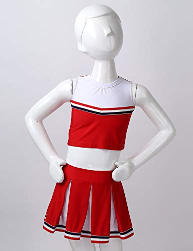 Agoky Ropa de Colegio Béisbol Animadora para Niñas Hip Hop Dance Disfraz Girls Uniforme Costume Outfit Rojo 11-12 años