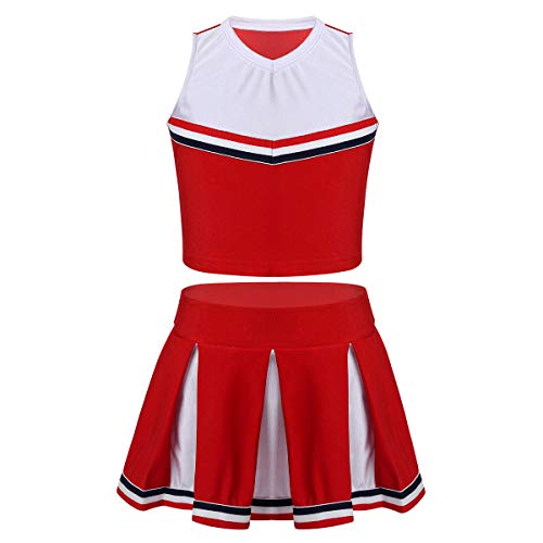 Agoky Ropa de Colegio Béisbol Animadora para Niñas Hip Hop Dance Disfraz Girls Uniforme Costume Outfit Rojo 11-12 años