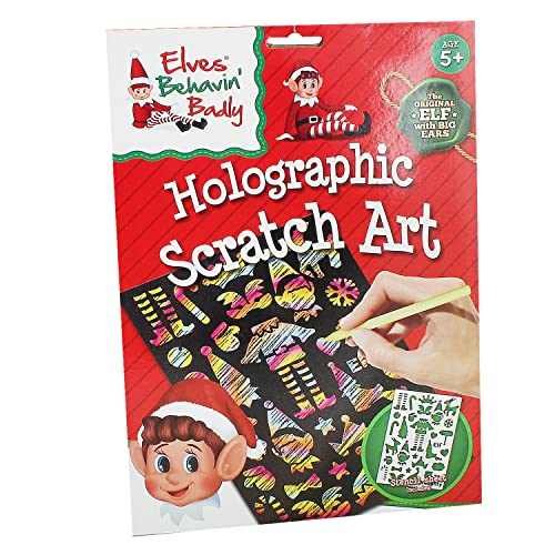 AGP ADVANCED GLOBAL PRODUCTIONS Pegatinas para colorear con diseño de elfos de Navidad para niños, libro de dibujo, lápices de lápices (juego de arte holográfico de los elfos