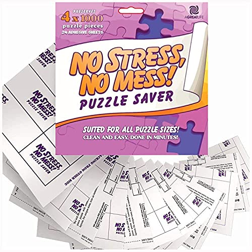 AGREATLIFE 24 Sheets New Improved No Stress, No Mess Puzzle Saver - Stickier Than Ever - Glue Sheets for Puzzle: Securely Sticks: Permanent Puzzle Preservation Up to 4000-piece Work of Art