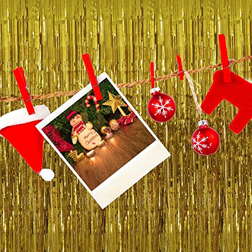 AIBAOBAO 5 Pcs Cortinas de hojaldre metalizadas doradas, cortina brillante para cumpleaños, boda, fiesta de bebé, decoración de eventos bricolaje ventana/fotomatón para festival navidad