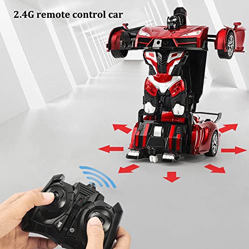 AIOJY Coche Deportivo teledirigido Coche Deportivo Plano RC de deformación con un Solo botón de 2,4 GHz Robot de inducción Inteligente RC Truck Vehículo RC con luz LED y música Regalos de cumpleaños