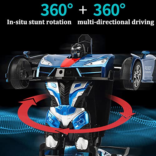 AIOJY Coche Deportivo teledirigido Coche Deportivo Plano RC de deformación con un Solo botón de 2,4 GHz Robot de inducción Inteligente RC Truck Vehículo RC con luz LED y música Regalos de cumpleaños