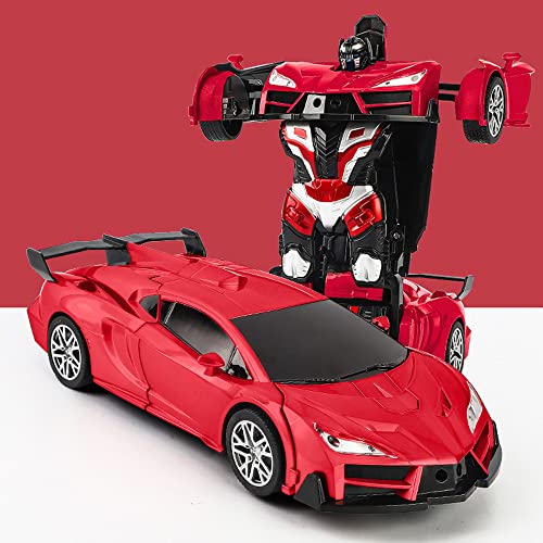 AIOJY Coche Deportivo teledirigido Coche Deportivo Plano RC de deformación con un Solo botón de 2,4 GHz Robot de inducción Inteligente RC Truck Vehículo RC con luz LED y música Regalos de cumpleaños