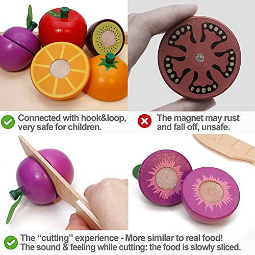 Airlab Cocina de juguete para niños, accesorios de madera, juguete de cocina, cortador de frutas, verduras, alimentos, madera con conexión de velcro para niños, juguetes educativos