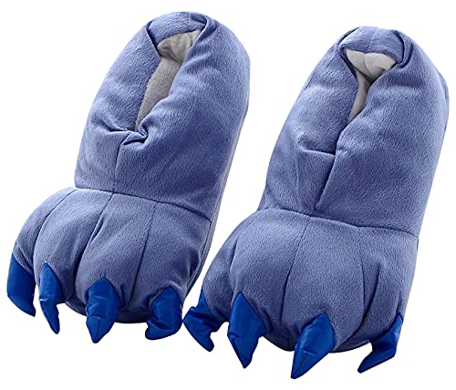 Aivtalk - Adulto Zapatilla de Franela Suave Caliente de Paw Animal Divertido Slipper Dsfraz Cosplay Garraa Monstruo Para Carnaval Navidad Talla EU 38-45 - Azul