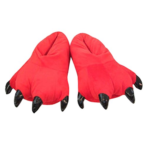 Aivtalk - Unisex Zapatilla Cosplay Disfraz de Paw Animal Para Casa Halloween Navidad Slipper Franela Suave Cómodo Talla EU 38-45 - Rojo