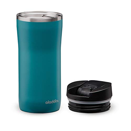 Aladdin Barista Mocca Thermavac Leak-Lock Termo Café Para Llevar 0.35L Aqua Blue – Botella Termica Acero Inoxidable - Se Mantiene Caliente 3 Horas - Libre de BPA - Apta Para Lavavajillas