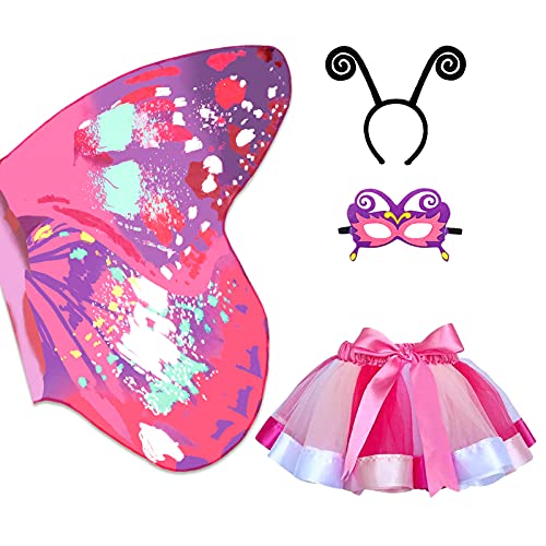 Alas Mariposa Niña, Disfraz de Hadas Mariposa Alas Hada,Falda tutú,máscara y Diadema Disfraces Halloween Mariposa Capa Disfraz Alas de Carnaval Vestido de Fiesta Niñas