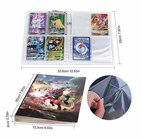 Álbum para 240 Cartas Pokemon, Libro con fundas de plástico para tarjetas o cromos, Ilustraciones de personajes, álbum para tarjetas