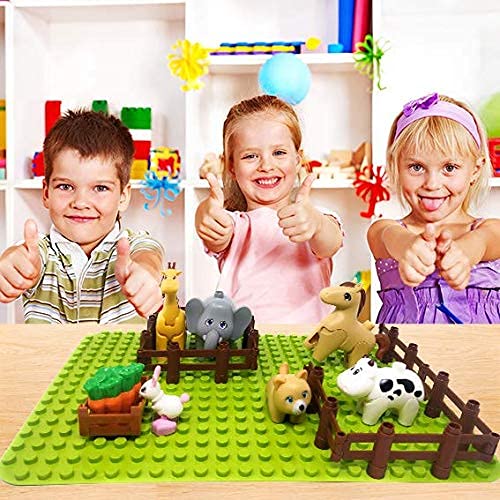 Aliris 6 Simpáticos Animales, 4 Vallas, Zanahorias y Caja - Juguete Educativo -Figuras de Animales Compatibles con Marca Líder de Bloques de Construcción