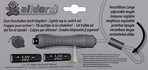 alldoro 63020 - Cuerda de saltar con 11 luces LED para niños a partir de 6 años y adultos, color rosa