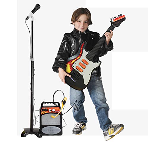 ALLESOK 3 IN 1 Juguete Guitarra con Micrófono y Amplificador para Niños