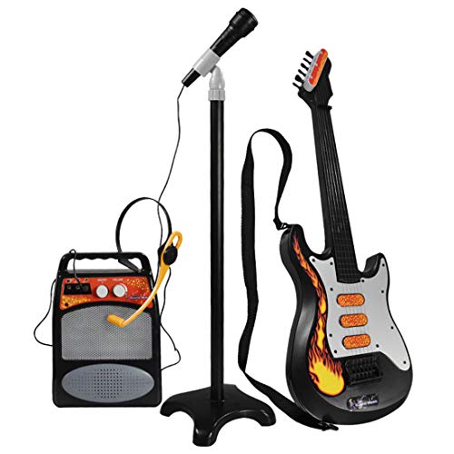 ALLESOK 3 IN 1 Juguete Guitarra con Micrófono y Amplificador para Niños