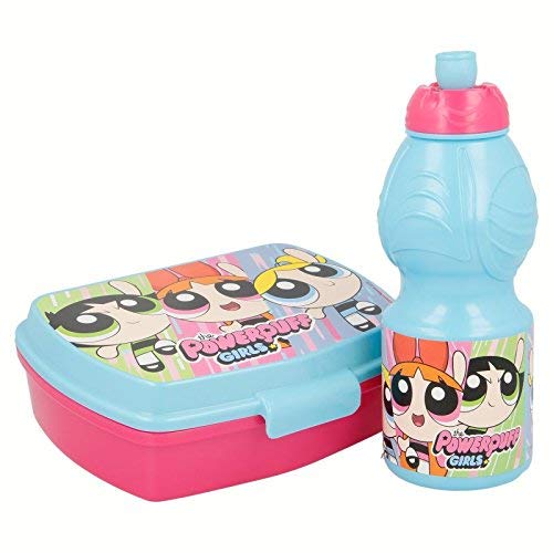 ALMACENESADAN 9987, Pack Vuelta al Cole Super nenas, Botella Sport 400 ml y sandwichera Rectangular Multicolor, Libre BPA