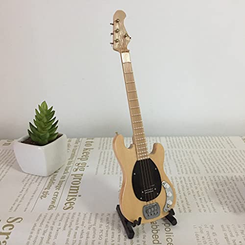 Almencla 1/6 Modelo de Guitarra Eléctrica de Madera en Miniatura con Decoración de Soporte N. ° 2