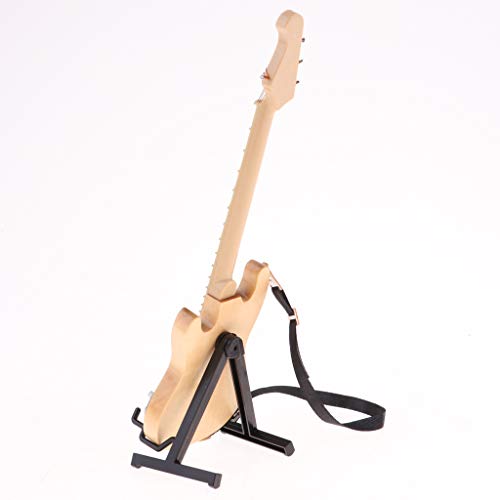 Almencla 1/6 Modelo de Guitarra Eléctrica de Madera en Miniatura con Decoración de Soporte N. ° 2